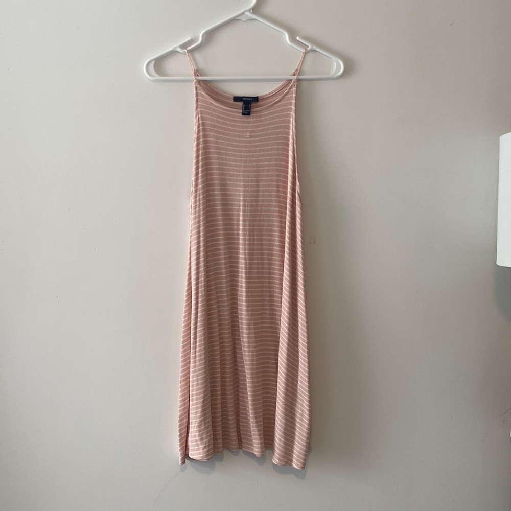 Pink dress with white stripes